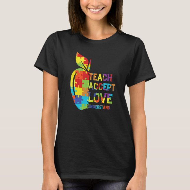 Camiseta Conscientização sobre Autismo para Professoras Grá (Frente)