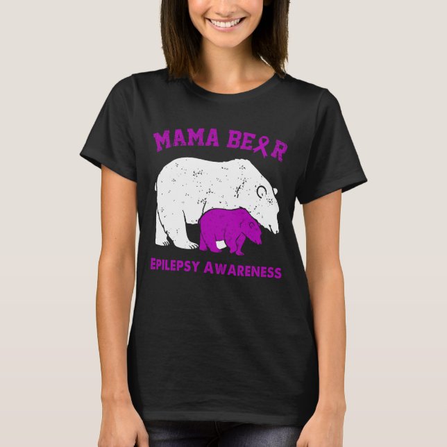 Camiseta Conscientização sobre EPILEPSIA da Mamãe Urso (Frente)