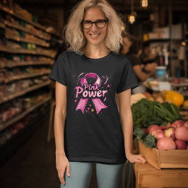 Camiseta Conscientização sobre o Câncer de Mama Pink Power