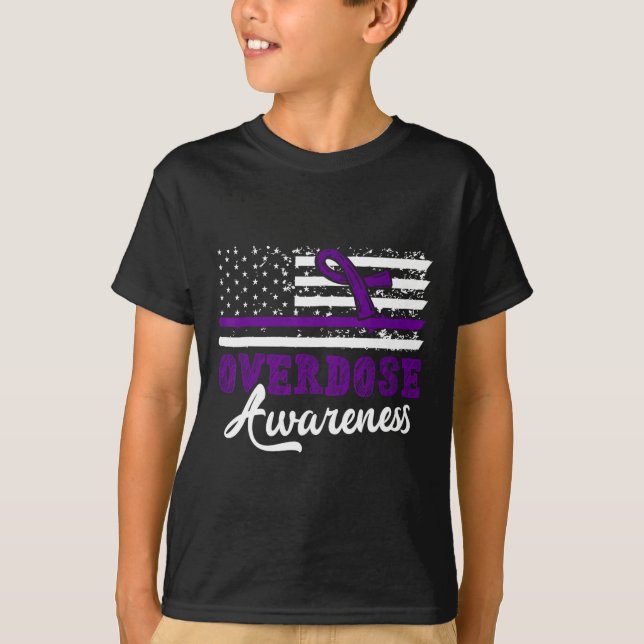 Camiseta Conscientização sobre overdose fita roxa dependênc (Frente)