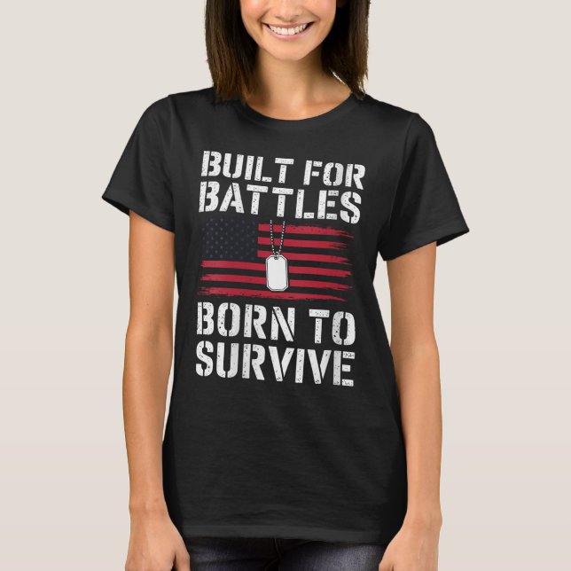Camiseta Conscientização sobre PTSD Feminino Bandeira Ameri (Frente)