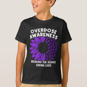 Camiseta Conscientização sobre Superdose Faixa Roxa Vício e