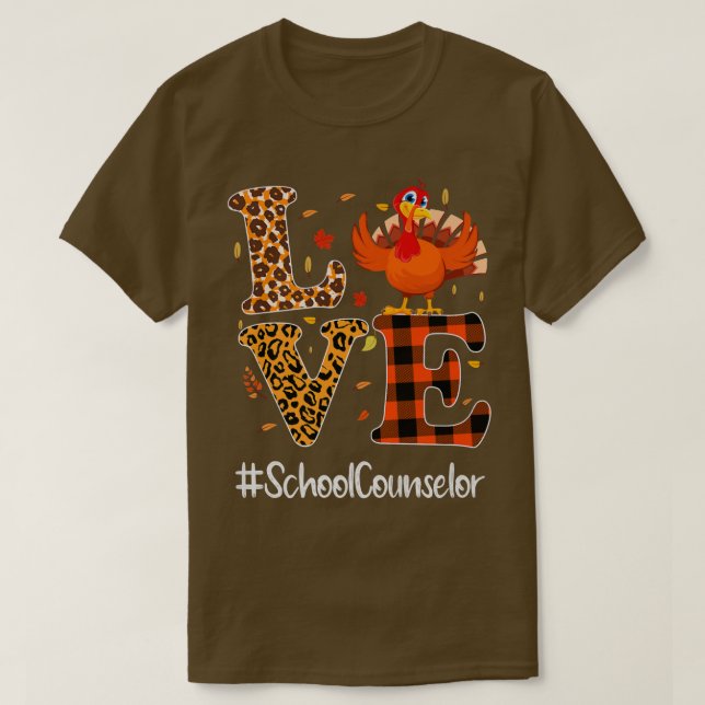 Camiseta Conselheiro Escolar Adora Ação de Graças Leopardo  (Frente do Design)