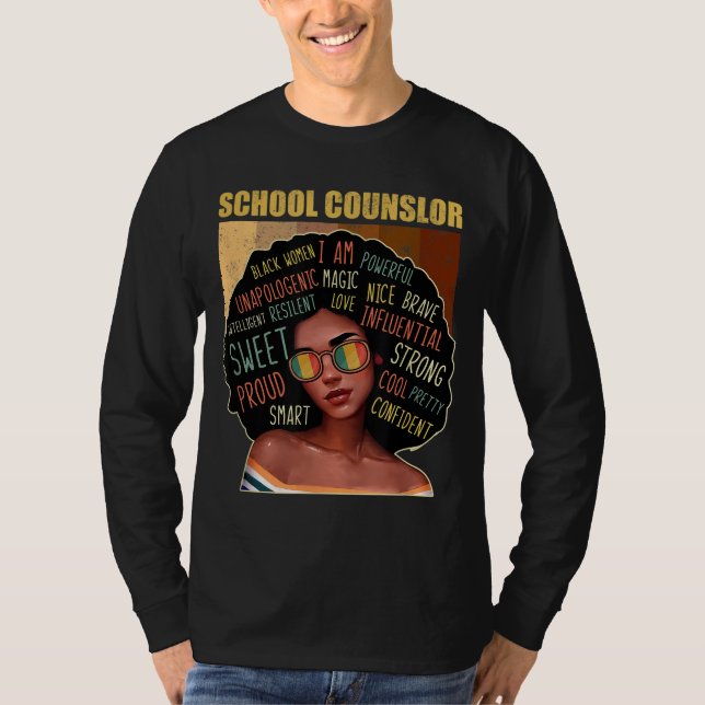 Camiseta Conselheiro escolar Afro-Americano Black Histo (Frente)