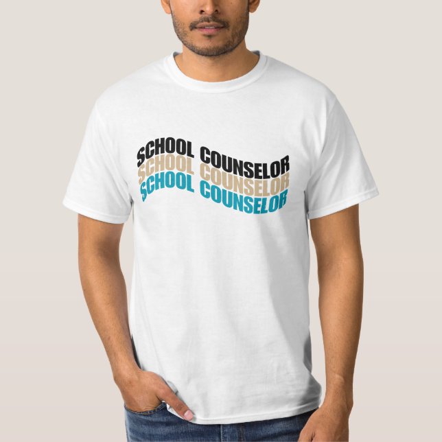 Camiseta Conselheiro escolar em Texto ondulado Homens simpl (Frente)