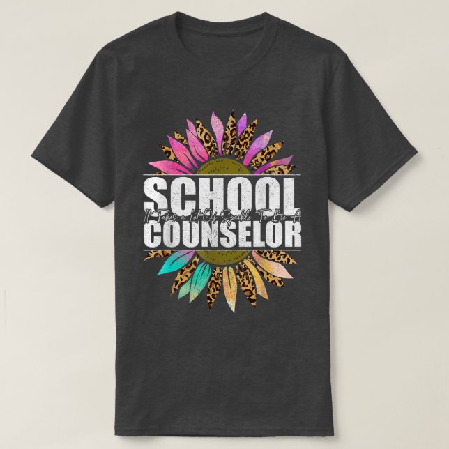 Camiseta Conselheiro Escolar Leopard Sunflower, Diversão De (Frente do Design)
