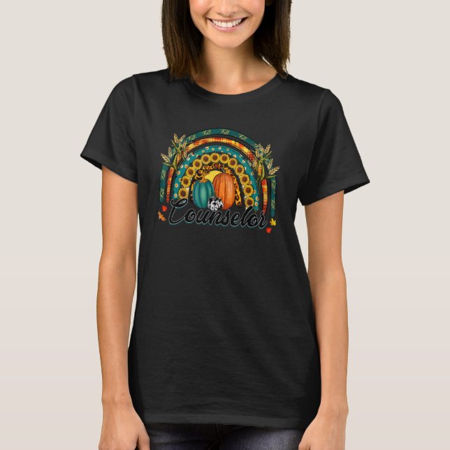 Camiseta Conselheiro Olá Fall Rainbow Pumpkin Leopard (Frente)
