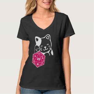 Camiseta Conselho de Dice D20 Dungeon Meowster Caneta e Pap
