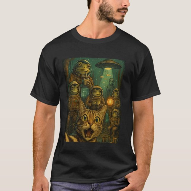 Camiseta Conselho Intergaláctico Anfíbio Espaço Selfie de G (Frente)