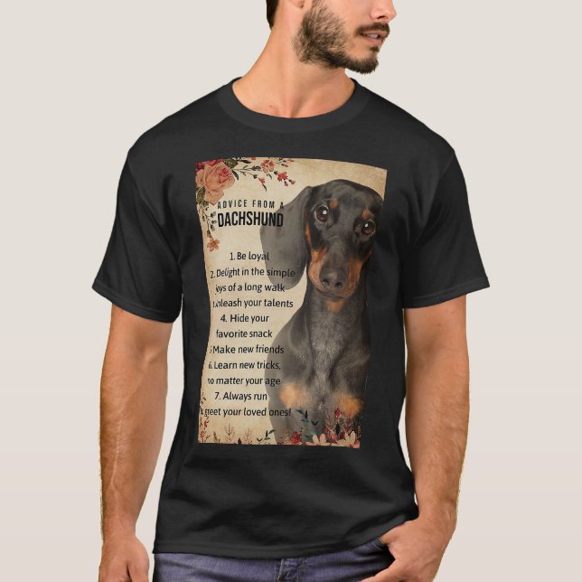 Camiseta Conselhos De Um Dachshund (Frente)