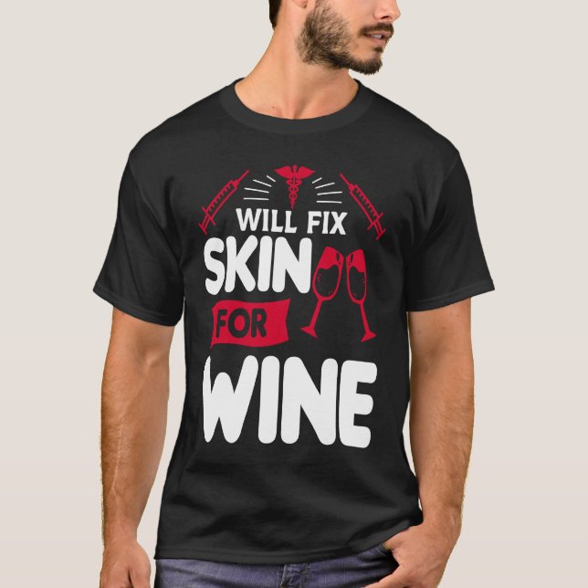 Camiseta Consertará a Pele para Vinho Dermatologista Dermat (Frente)