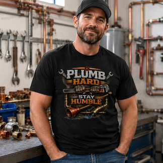 Camiseta Conserte Duro Permaneça Humilde Encanador Engraçad