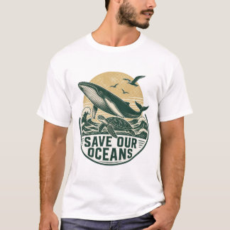 Camiseta Conservação Ambiental Salve Nossos Oceanos
