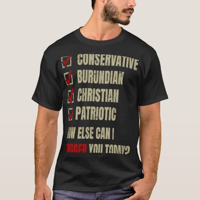 Camiseta Conservative Burundian Christian Patriotic (Frente)