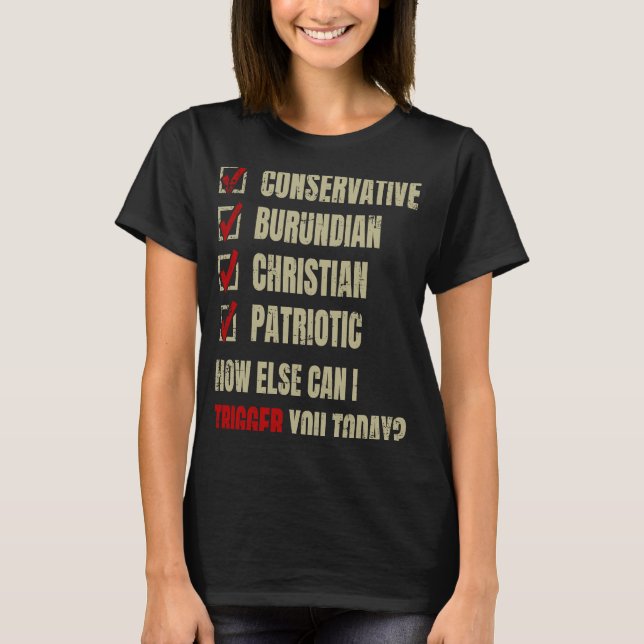 Camiseta Conservative Burundian Christian Patriotic (Frente)