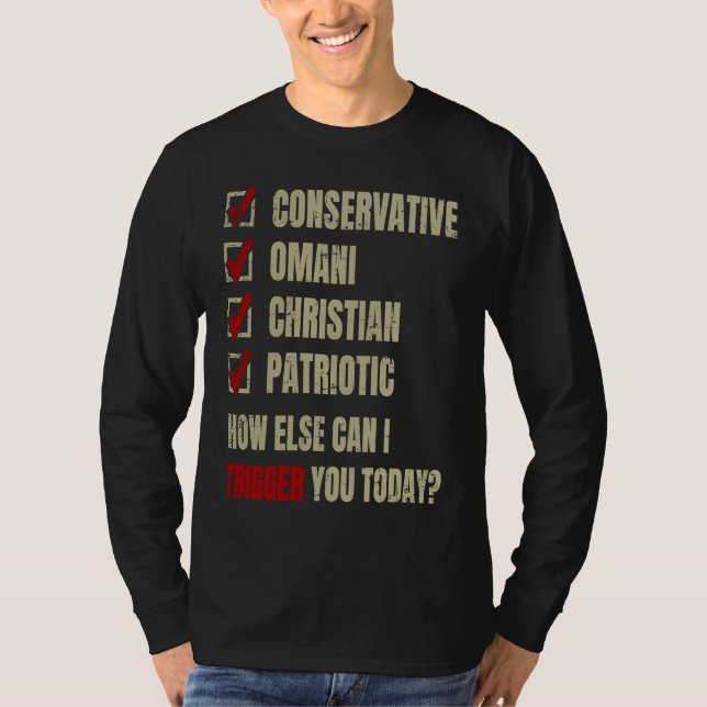 Camiseta Conservative Omani Christian Patriotic (Frente)