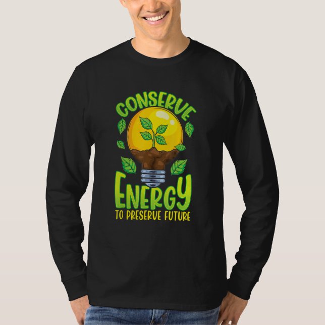 Camiseta Conserve Energy Lightbulb Tree Green Environment (Frente)