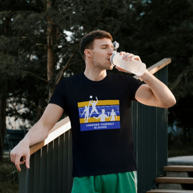 Camiseta Considere-Se Bloqueado T-Shirt De Voleibol Engraça (Criador carregado)