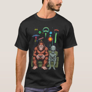 Camiseta Console de Jogo de Vídeo Alienígena Pé Grande Sasq