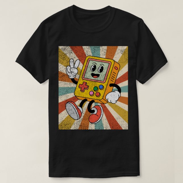 Camiseta Console de Jogo Portátil Cartoon Retro (Frente do Design)