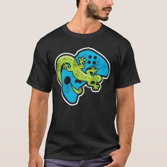 Camiseta Console De Jogos Do Gaming Lizard E Reptil Keeper (Frente)