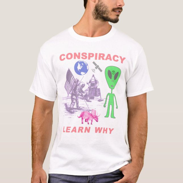 Camiseta Conspiração - aprenda por que (Frente)