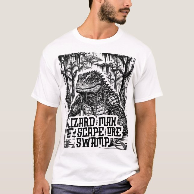 Camiseta Conspiração Criptida - O Homem-Lagarto da Fuga (Frente)