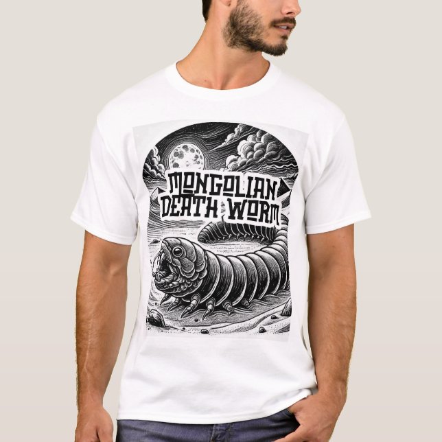 Camiseta Conspiração Criptida - O Verme Mortal Mongol (Frente)