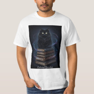 Camiseta Constelação Celestial de Gato Negro Místico