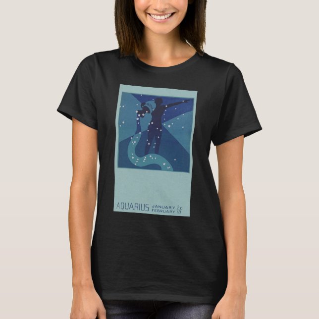 Camiseta Constelação de Aquário, Astrologia do Zodíaco Vint (Frente)