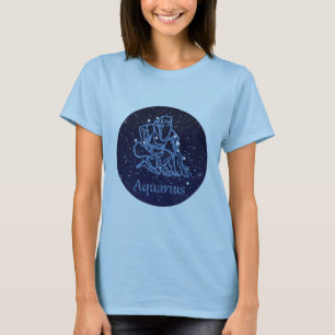 Camiseta Constelação de Aquarius e Sinal de Zodíaco com 