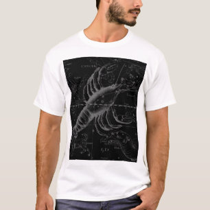 Camiseta Constelação de cancer Mapa Negro Hevelius cerca de