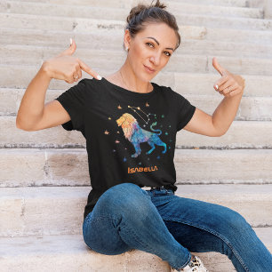 Camiseta Constelação de Leão Zodíaco Aquarela Estrelas Galá