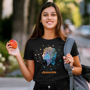 Camiseta Constelação de Virgem Zodíaco Aquarela Estrelas Ga