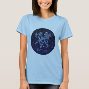 Camiseta Constelação Gemini e Sinal Zodíaco com Estrelas