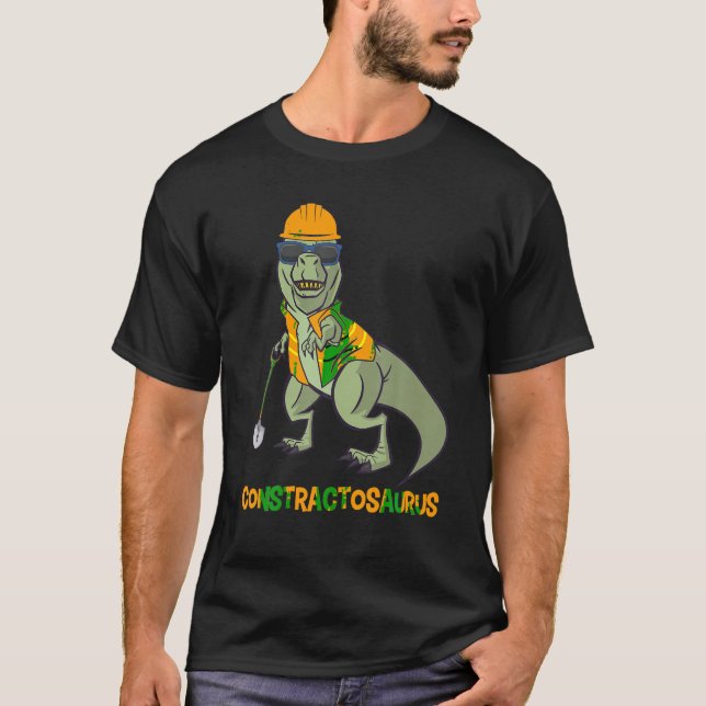 Camiseta Constractosaurus Funny Construction Dinosau (Frente)