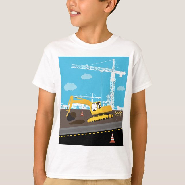 Camiseta Construção de Caminhões de Escavador (Frente)