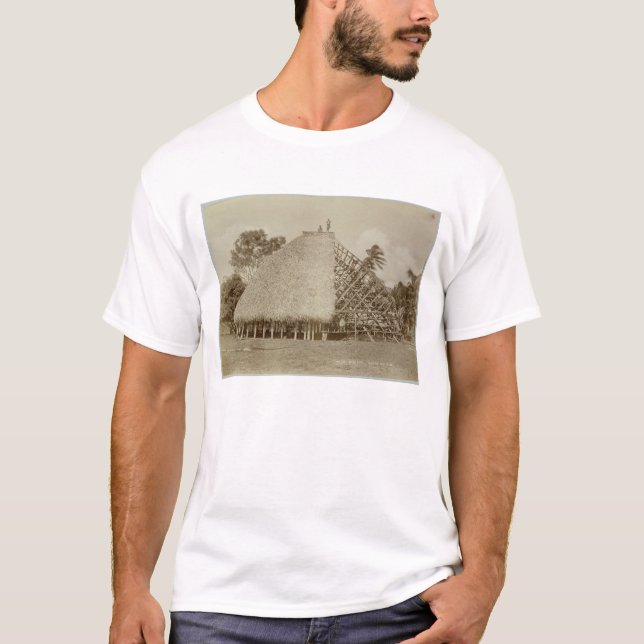 Camiseta Construção de casa em Samoa, c.1875 (foto do (Frente)