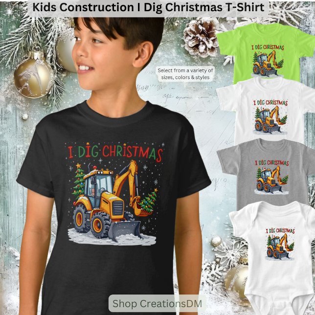 Camiseta Construção De Crianças I Dig Natal (Criador carregado)