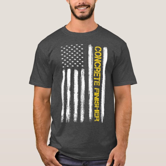 Camiseta Construção de Finalizador de Concreto de Bandeira  (Frente)