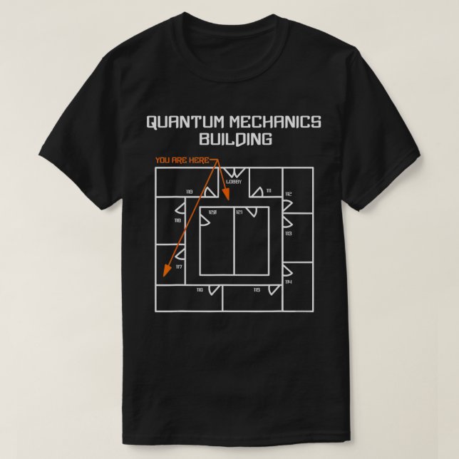 Camiseta Construção de Mecânica Quântica Branca (Frente do Design)