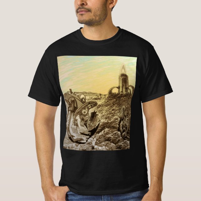 Camiseta Construção de Planeta de Alienígenas de Ficção Cie (Frente)