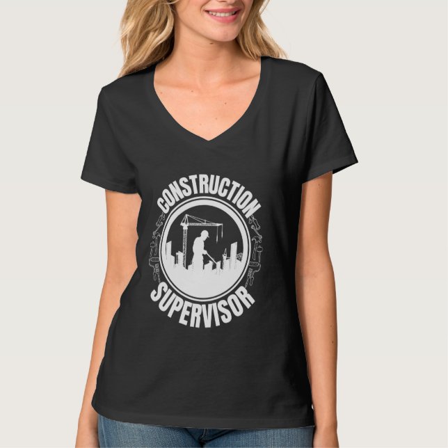 Camiseta Construção de Profissão de Trabalho do Supervisor  (Frente)