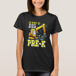 Camiseta Construção Do Escavador Pré-K De Volta À Equipe P