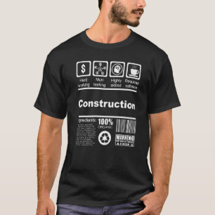Camiseta Construção Fatos Nutricionais Para Construção W