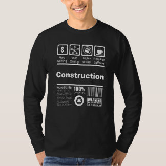 Camiseta Construção Fatos Nutricionais Para Construção W