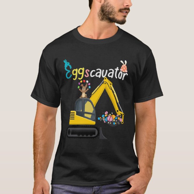 Camiseta Construction Excavator Easter Day Egg Hunt for Boy (Frente)