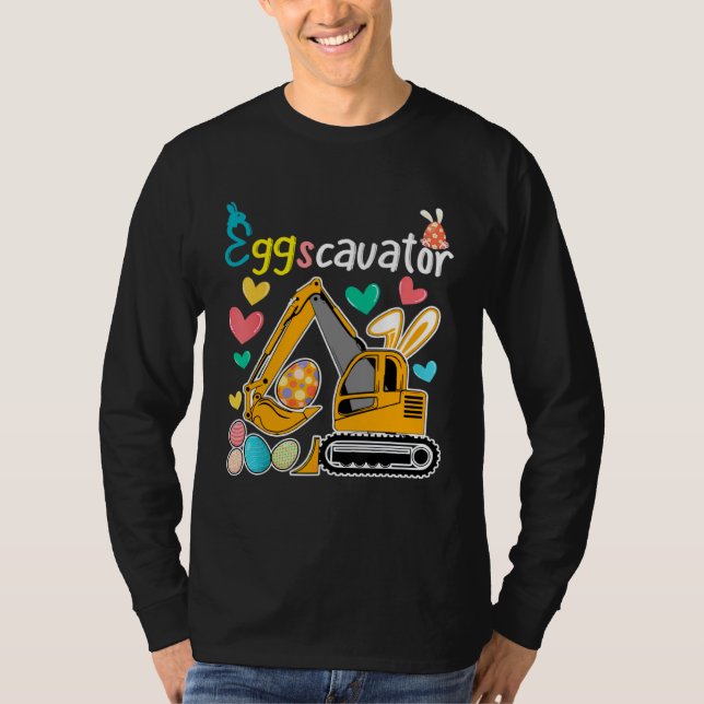 Camiseta Construction Excavator Easter Day Egg Hunt for Boy (Frente)