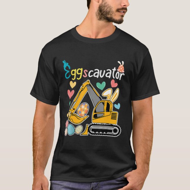 Camiseta Construction Excavator Easter Day Egg Hunt for Boy (Frente)
