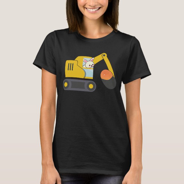 Camiseta Construction Excavator Truck Toy Kids easter bunny (Frente)